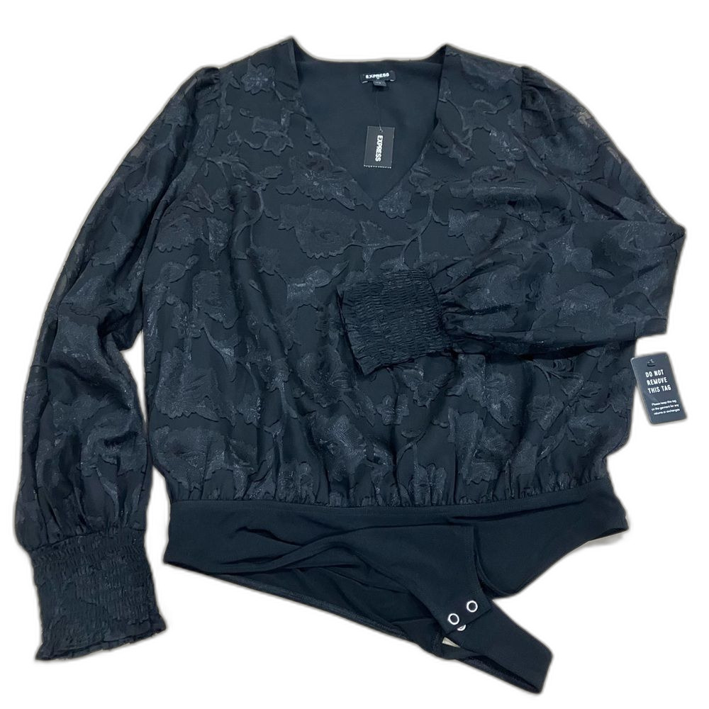 Express Black Long Sleeve Bodysuit Size Large NWT